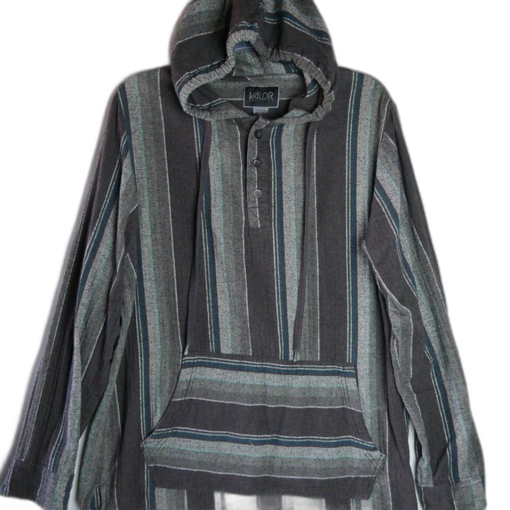 Valor Collective Mens Size L Hoodie Long Sleeve Striped Pullover Gray Br…